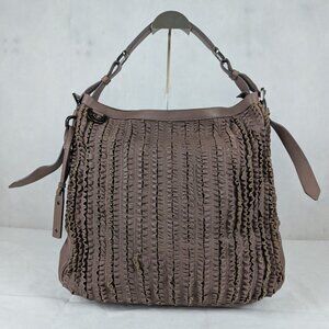 Authentic Burberry Leather Ruffle Lowry Shoulder Bag Pink Made in Italy.